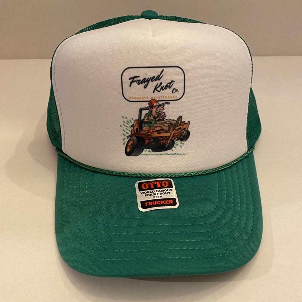 Trucker SnapBack rope bill Hat Frayed Knot Company, Green, Skag, lawnmow…
